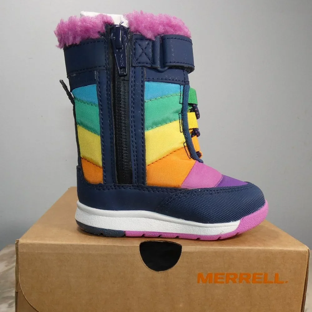 NiB Merrell Alpine Puffer JR Waterproof Backpacking Boot Rainbow Multi 4 Unisex - Picture 2 of 12